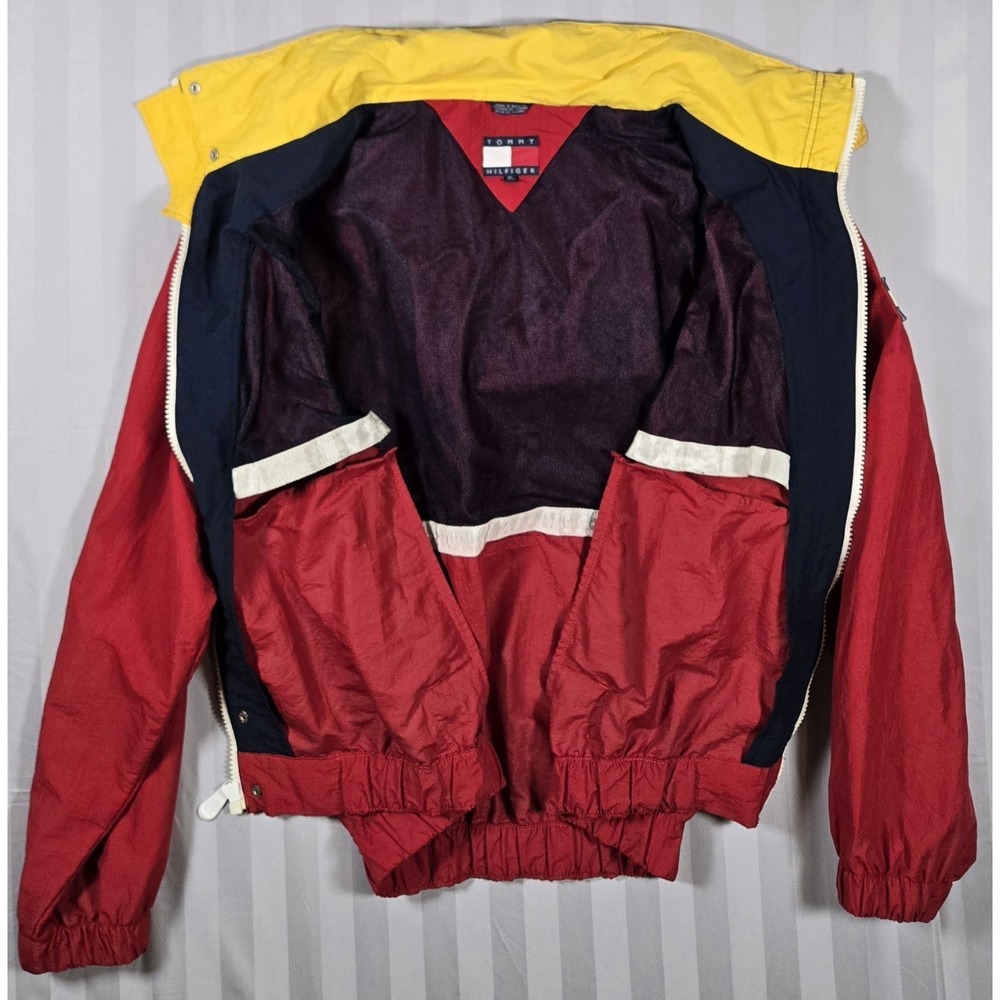 Vintage Tommy Hilfiger Mens XL Colorblock Sailing Gear Hooded Retro 90s Jacket